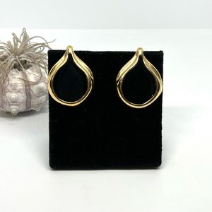 Vintage Black And Gold Teardrop Earrings!